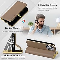 Vista 5 de VISOUL Pebbled - Funda de piel auténtica para iPhone 15 Pro Max con tarjetero y función atril magnético para iPhone 15 Pro Max (6.7 pulgadas)