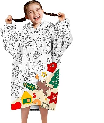 Wearable Blanket Hoodie for Kids, Coloring Teen Hoodie Blanket