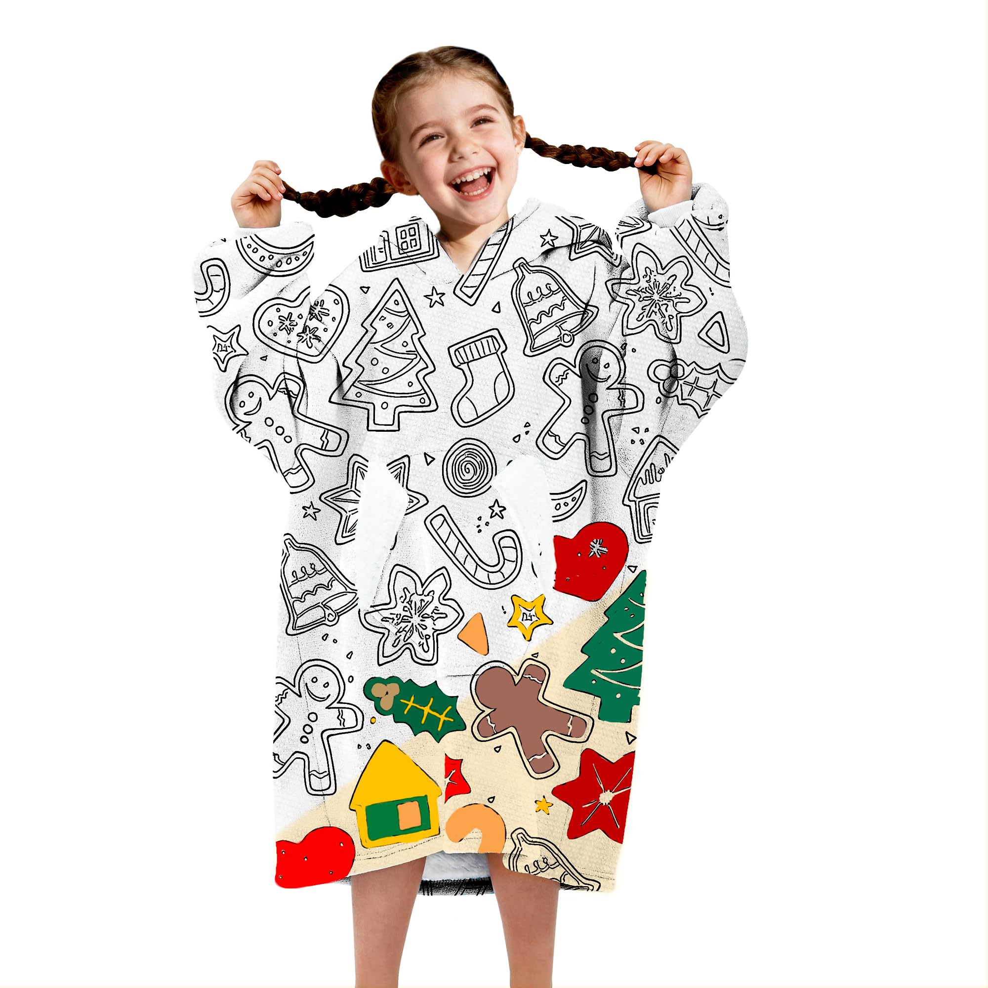 Wearable Blanket Hoodie for Kids, Coloring Teen Hoodie Blanket