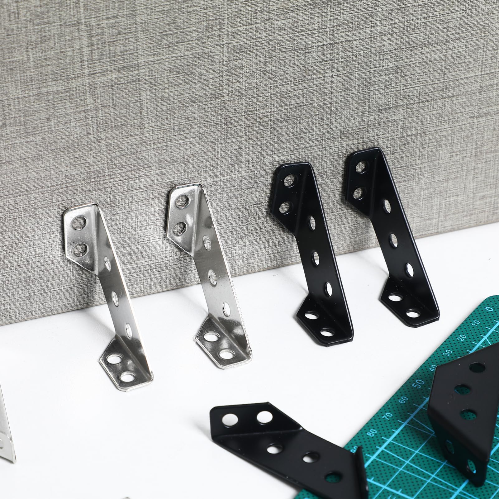 100piezas Escuadras De Ángulo De Inoxidable Para Muebles Soportes De Para Estanterías y Armarios Conectores De Esquina Para Refuerzo De Muebles Diseño Minimalista y Instalación