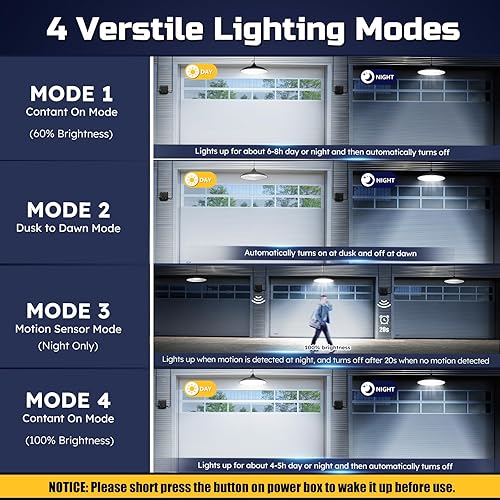 Miniatura 5 de Luces solares de cobertizo para interiores y exteriores, luz colgante con sensor de movimiento de 3200 lm disponible durante el día con control