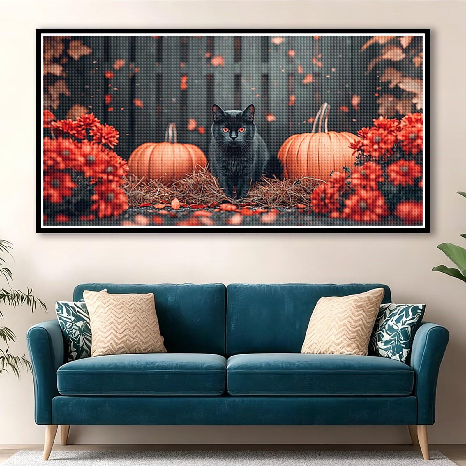Diamond Painting Grande 160x80cm Calabaza Diamond Painting Adultos, DIY Gato Pintura de Diamante Manualidades Adultos, 5D Cuadrado Rhinestone Bordado Punto de Cruz para Home Decoration Regalo 0J-803