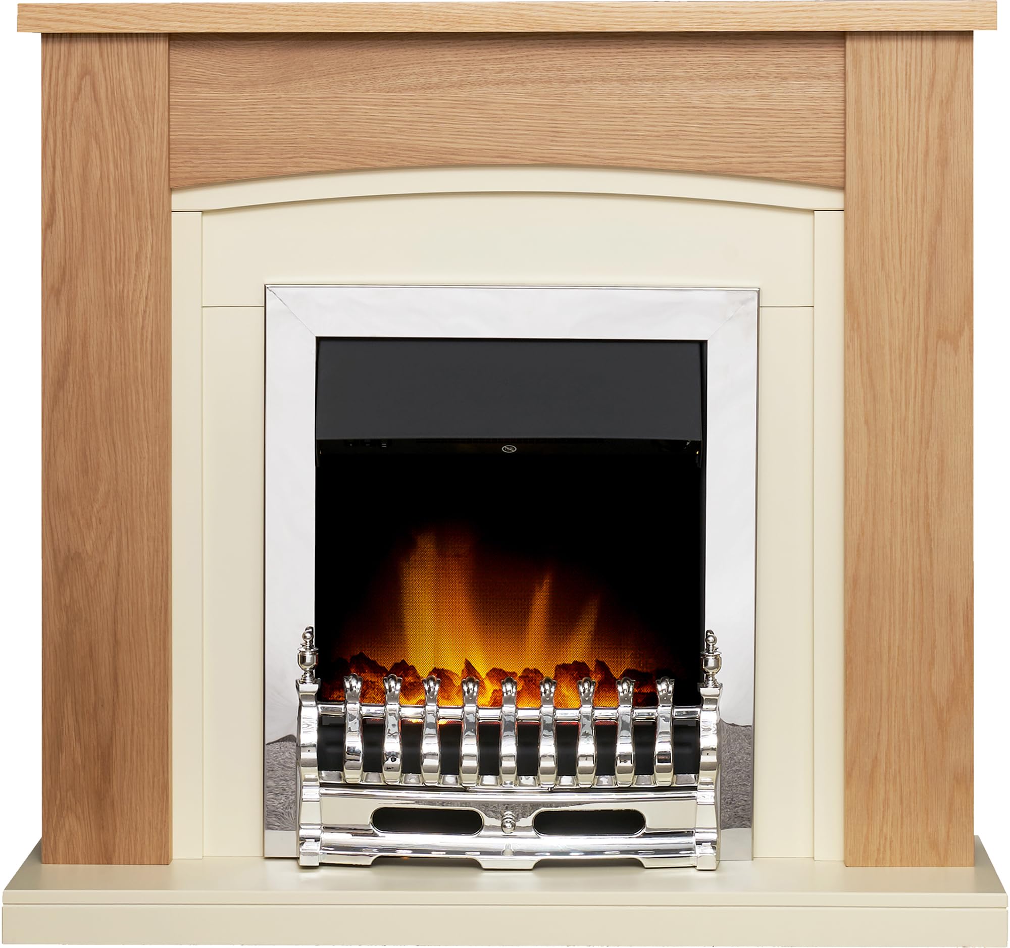 B&Q -  Chilton Fireplace In Oak & Cream With Blenheim Electric Fire In Chrome39 Inch