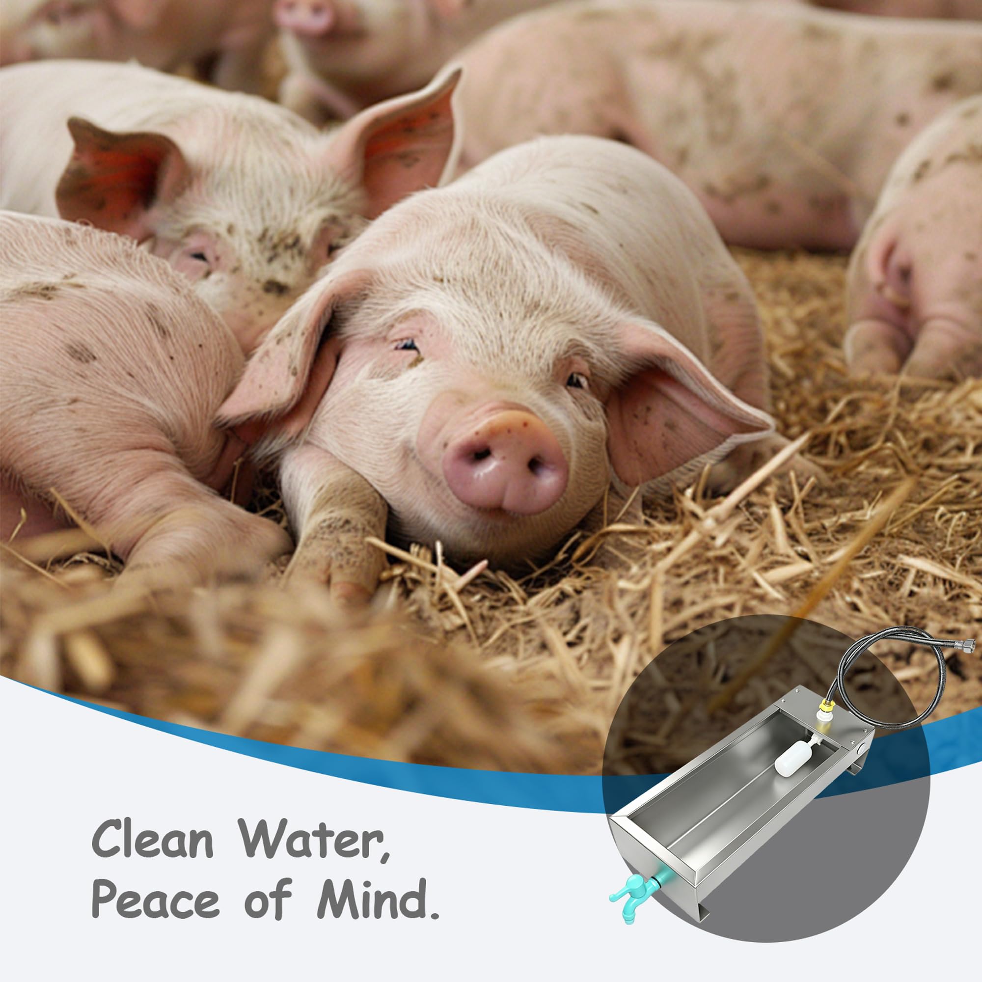 Dispensador automático de cuenco de agua grande para perros, bebedero de 3 galones de acero inoxidable con válvula flotante para ganado, pollo, cabra, caballo, cerdos, aves de corral, animales al aire