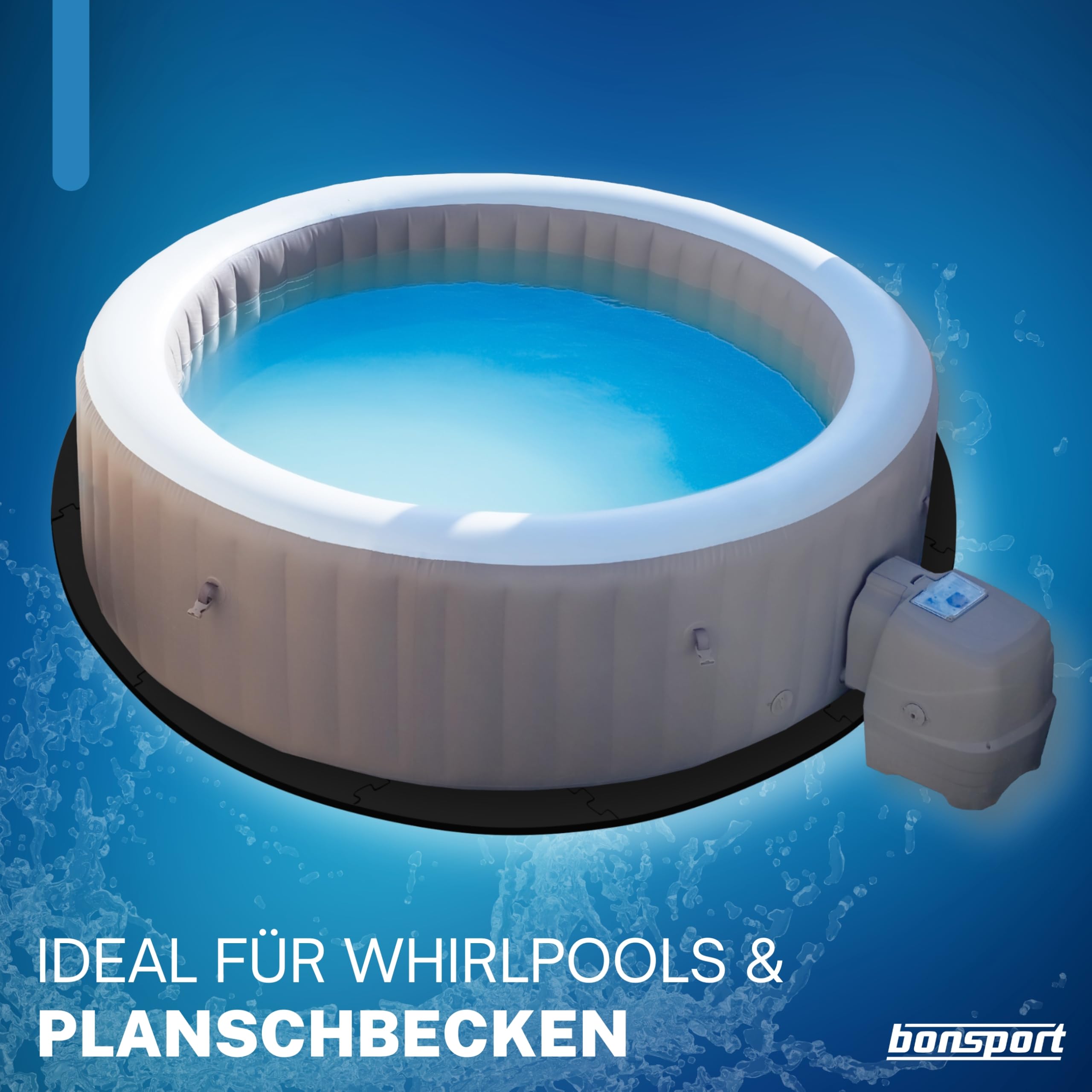 bonsport Whirlpool Unterlage rund 196cm - Poolunterlage Outdoor Pool Matte Bodenschutzmatte - Whirlpoolmatte Außenpool Isolation, schwarz