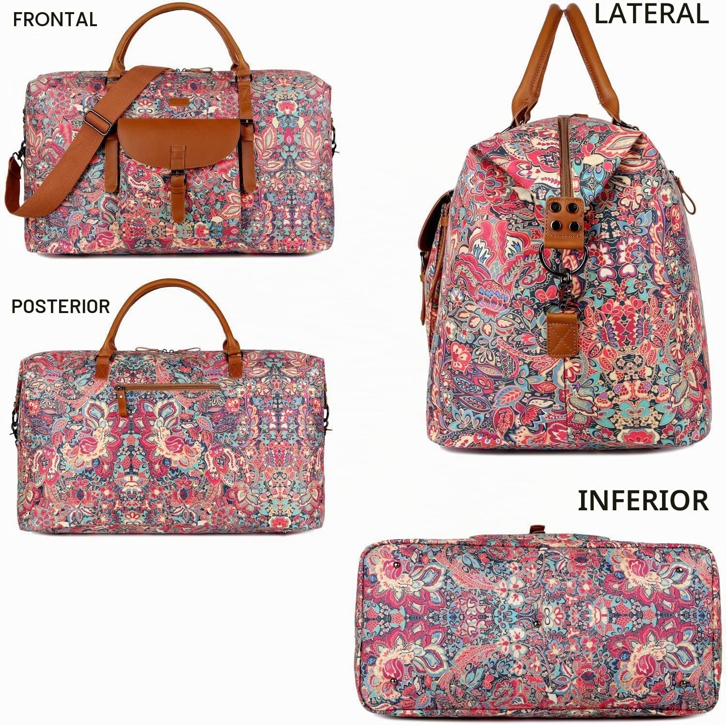 Bolsa de viaje extra grande para mujer 52L, bolsa de fin de semana, Weekender, equipaje de mano, ligera, HB-15