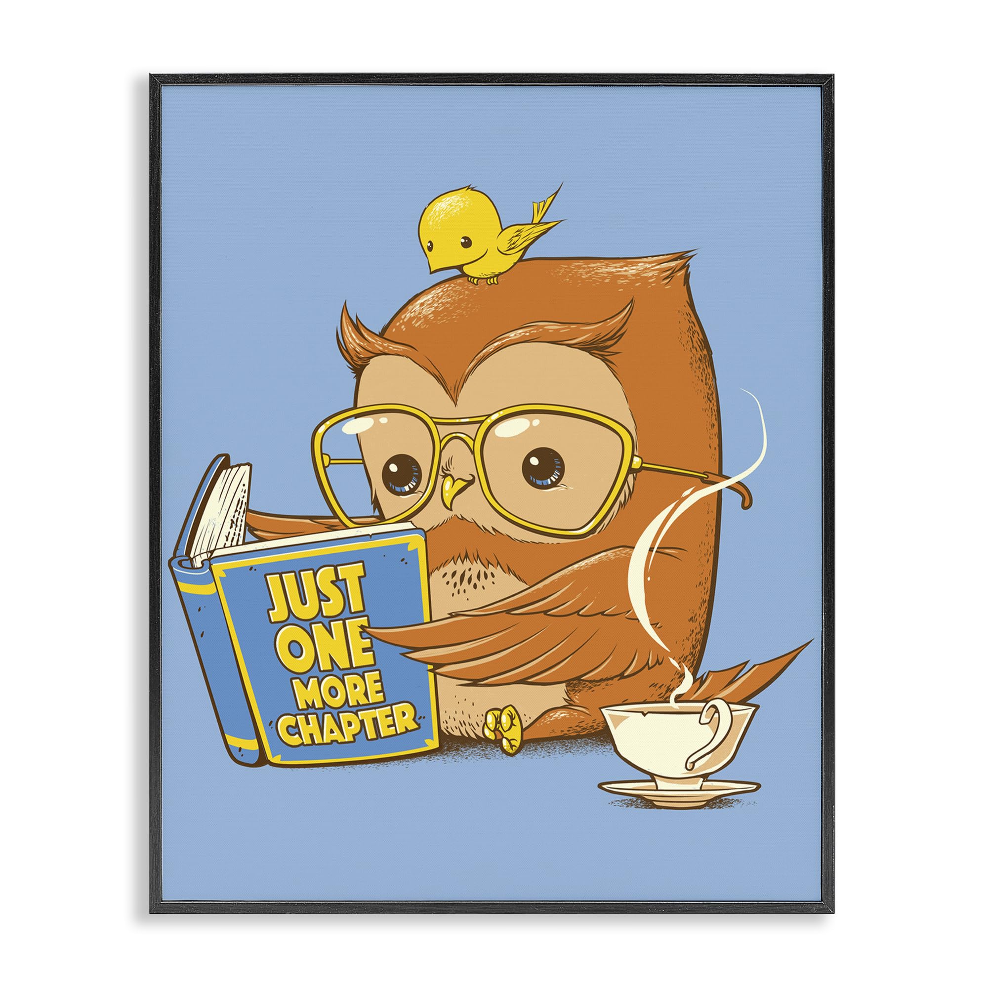 Stupell Industries Midnight Black (Textured) 'One More Chapter Owl'| Framed Giclee Art