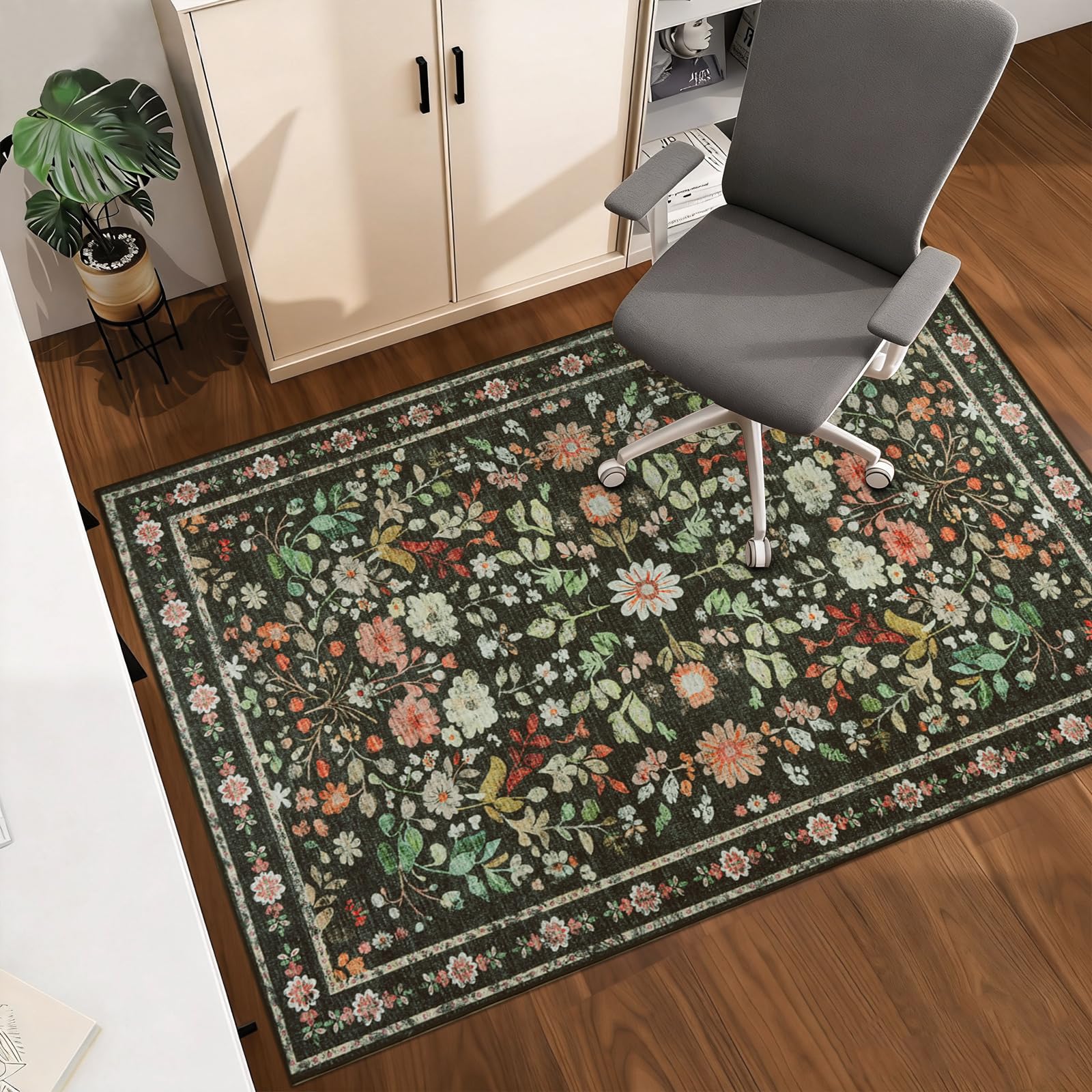 Homcomodar Bodenschutzmatte Bürostuhl 120x150cm Bürostuhl Unterlage rutschfest Schreibtischstuhl Unterlag Bodenschutzmatte für Hartböden Teppich für Harten Boden, Laminat und Fliesen Schwarz
