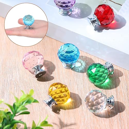 Miniatura 4 de Jetec 20 piezas de tiradores de cajones de cristal, pomos de gabinete de 30 mm, pomos de cómoda en forma de diamante para cómodas, cajones, armario