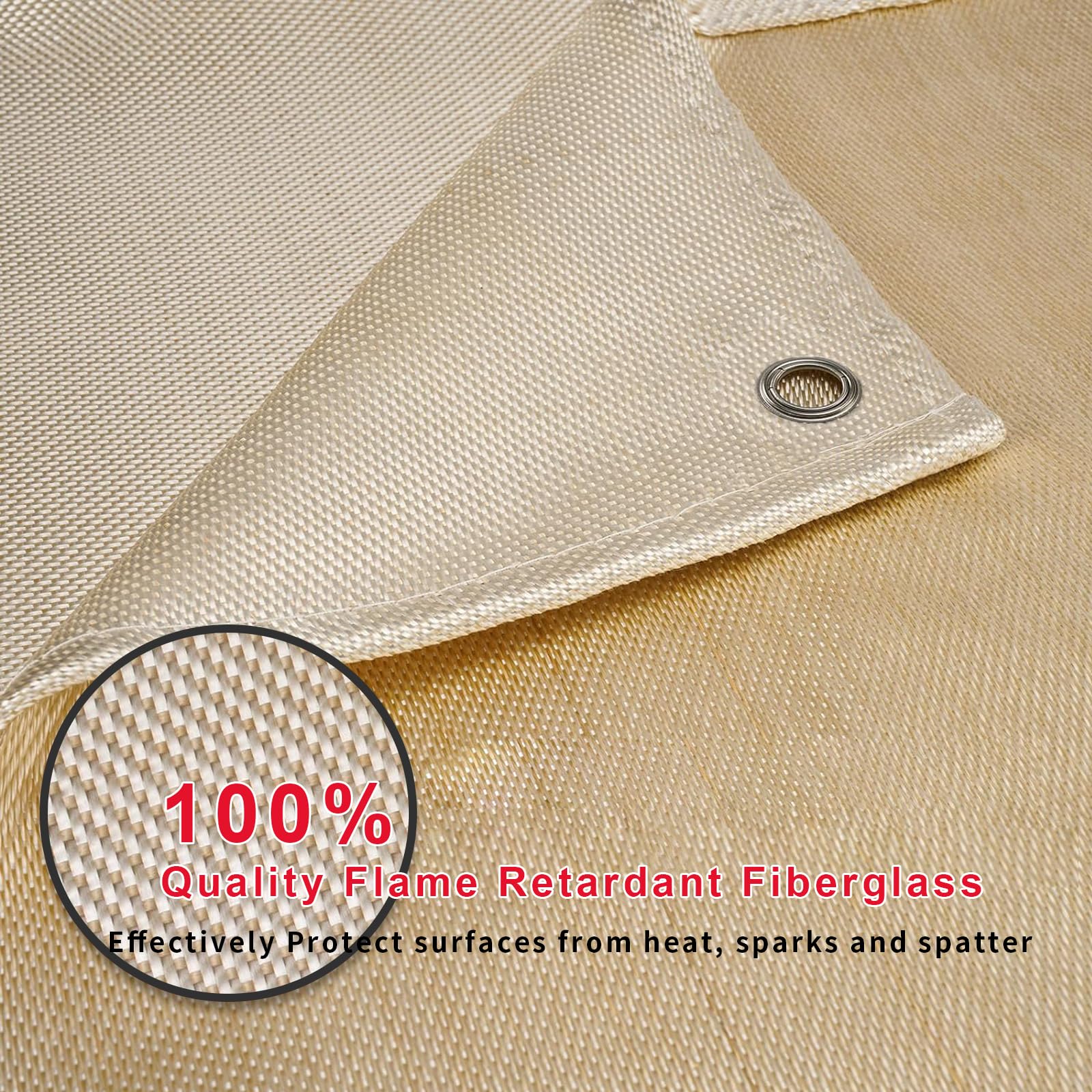 Manta de soldadura de fibra de vidrio de 1,2 x 1,8 m, ignífuga, 550.0 °C con ojales, manta de aislamiento gruesa para soldadura, soldadura, suministros de fontanería