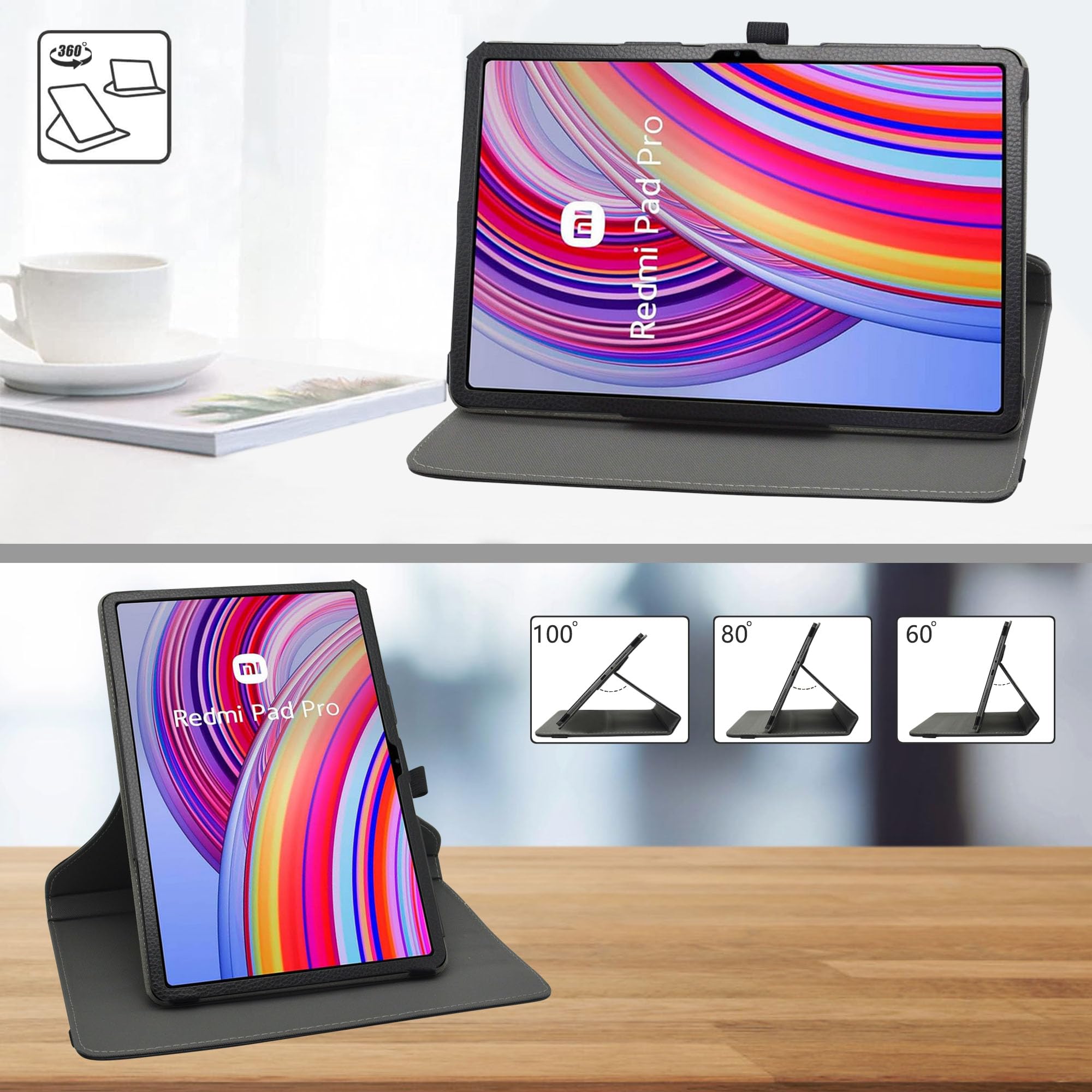 Tumundosmartphone Custodia girevole 360 per Xiaomi Redmi Pad Pro/Pro 5G 12.1 Colore Blu