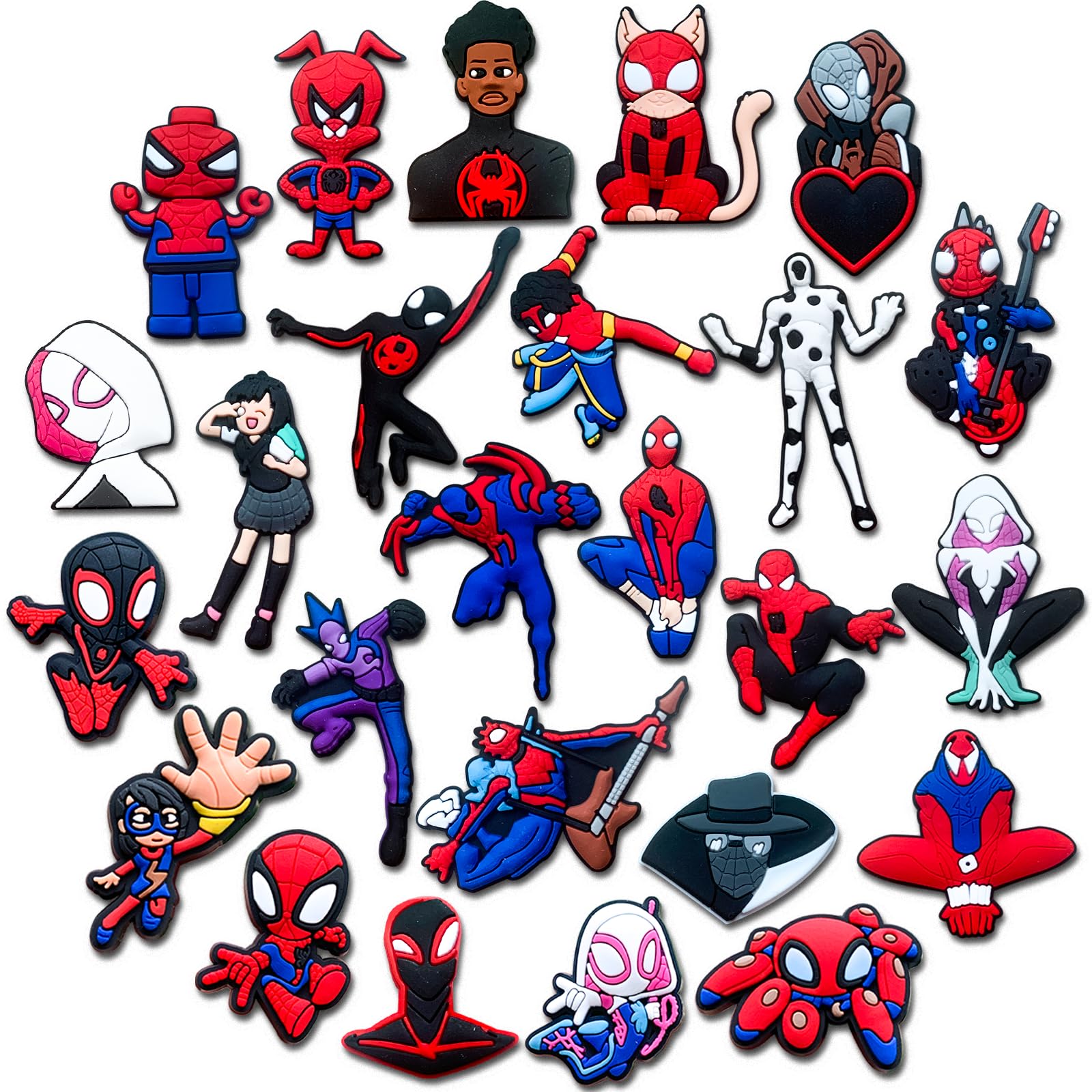 Zanerolan 25 40PCS Superhero Shoe Decoration Charms for Clog, Cartoon Hero Charms Accessories