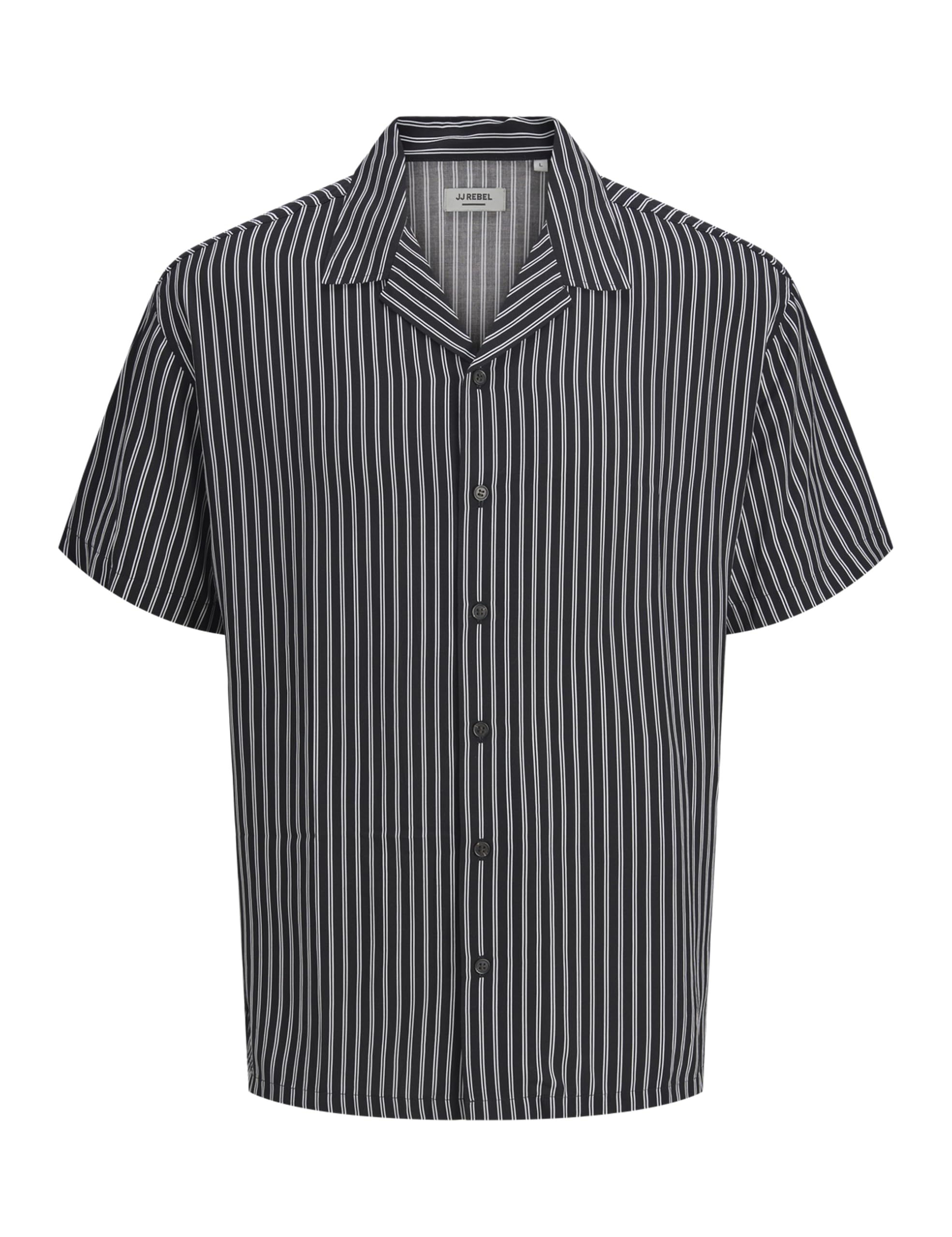 JJ REBEL Jrebwater Stripe Resort Shirt SS, Black, L