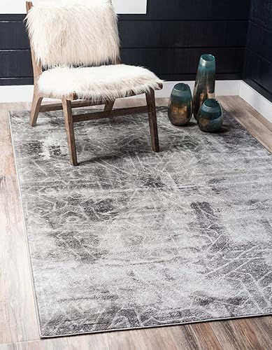 Unique Loom Sofia Collection - Alfombra de área Rainier (5 pies 1 pulgada x 8 pies, rectangular, gris oscurogris)