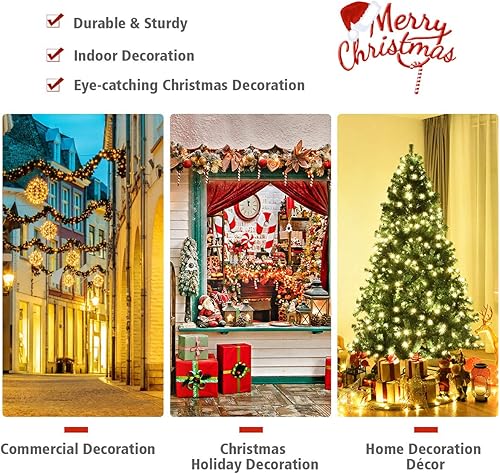 Vista 121 de Goplus 7.5ft Pre-lit Artificial Christmas Tree, Hinged Premium Spruce Xmas Full Tree with 1346 PVC Tips, 400 LED Lights, Folding Metal Stand, for