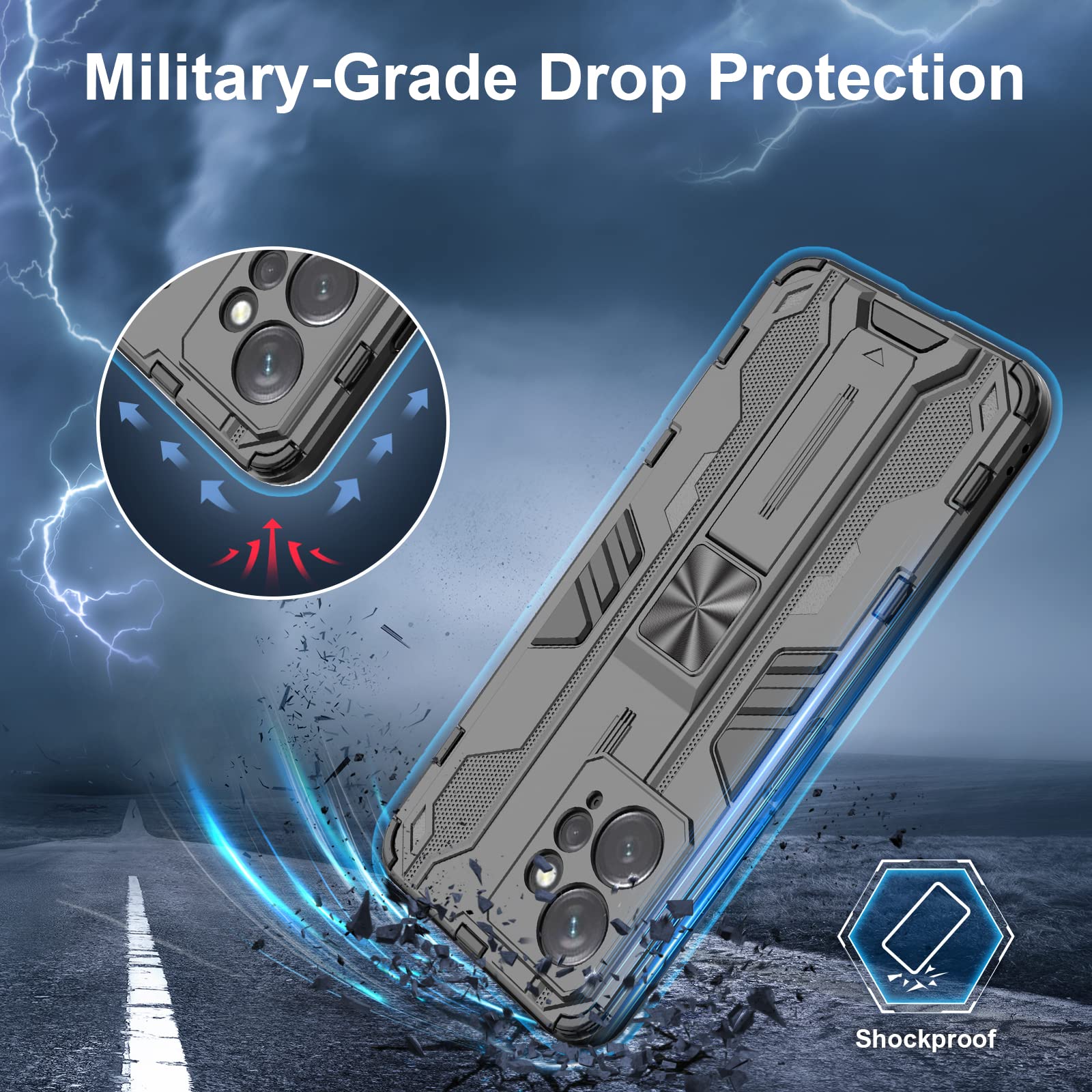 Funda para Xiaomi Redmi Note 15 Pro 5G, Carcasa Antigolpes con Soporte anular metálico, Case Protectora de Grado Militar, Azul — view 399