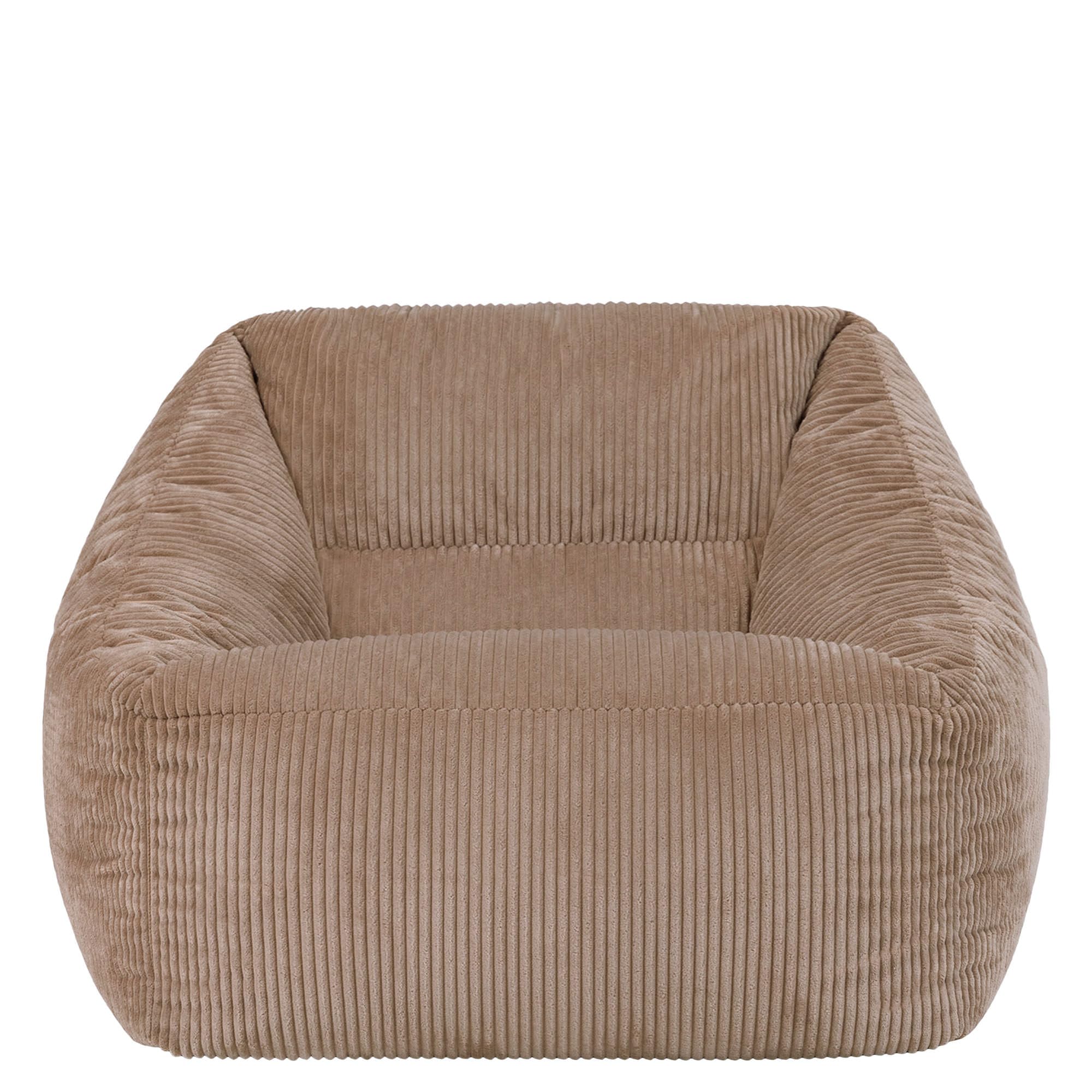 Icon Natalia Sitzsack Sessel für Erwachsene, Mokkabraun, Flauschiger Cord Stoff, Riesen Sitzsack Cord mit Füllung, Bean Bag Chair, Bequemer Sessel Wohnzimmer, Lounge, Schlafzimmer, Büro
