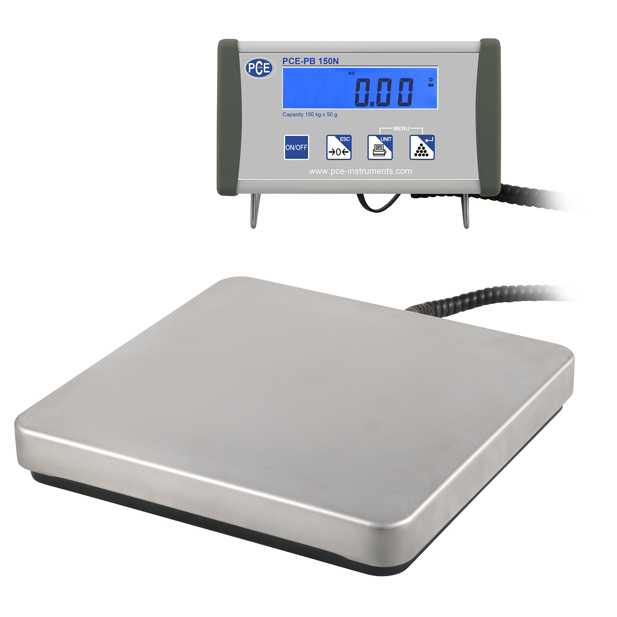 PCE Instruments Balanza digital de plataforma para paquetería (Rango de pesaje hasta 150 kg , plato de pesado 300 x 300 x 45 mm) PCE-PB 150N