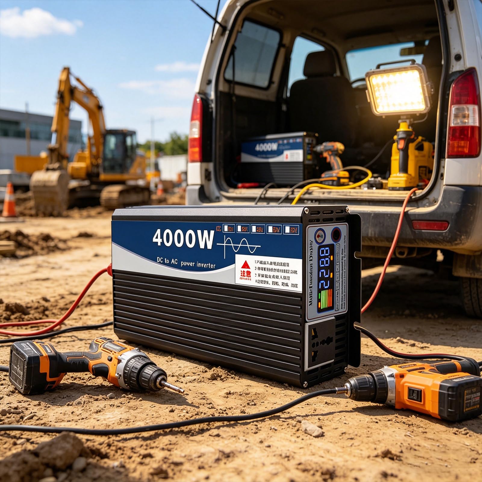 Inversor Convertidor Onda Sinusoidal Pura de 4000W 12V 24V 48V 60V 72V CC a 120V 230V CA, Inversor Alta Eficiencia, Inversor Energía Solar Fuera Red para el Hogar, Vehículos Recreati(Size:12v to 110v)