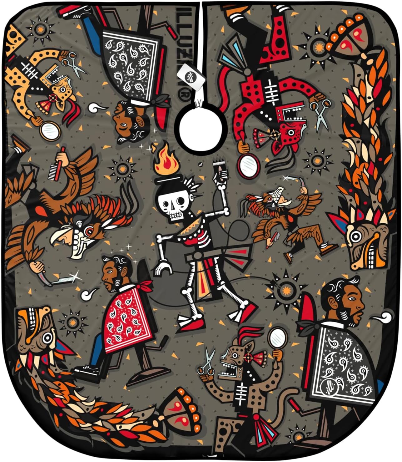 Illuzien Estilo Azteca PRO Barber Cape, Hair Cut Drape, Water-Resistant Barber Accessories, Professional Cape