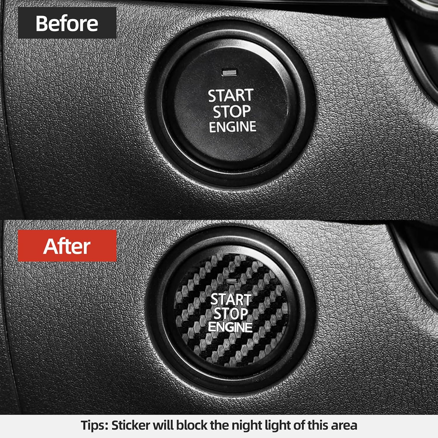 BETTERHUMZ Engine Start Button Sticker for Mazda 6 CX3/4/5/6/8/9/ CX30 CX50 Axela Atenza 2014-2020 for Alcantara Carbon Leather Control Knob Decor Car Interior Accessories (Style A, Carbon Leather)