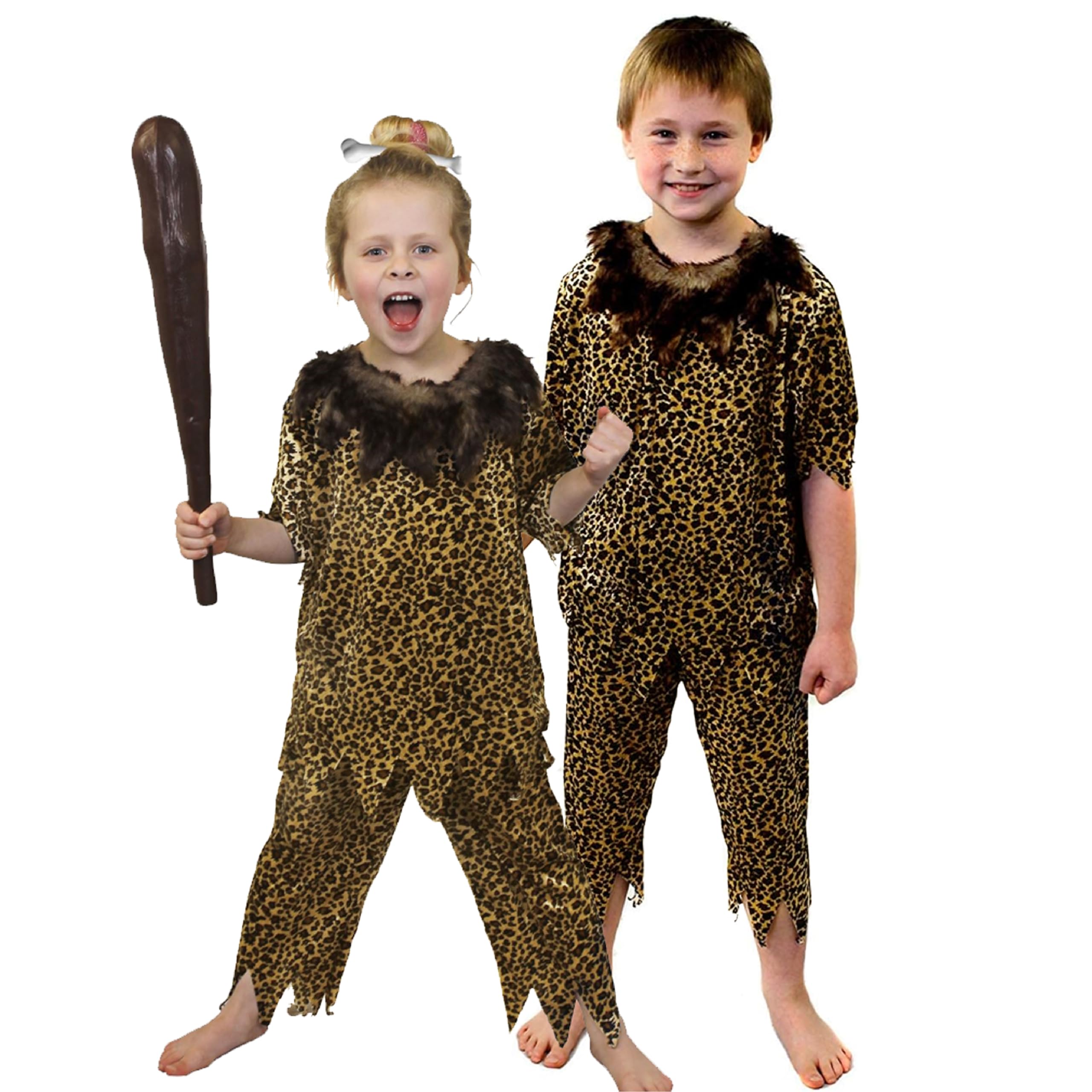 Childs Caveman Costume - Cave Boy Cave Girl Prehistoric Dinosaur Jungle Kid Perfect for Any Childrens Fancy Dress Party