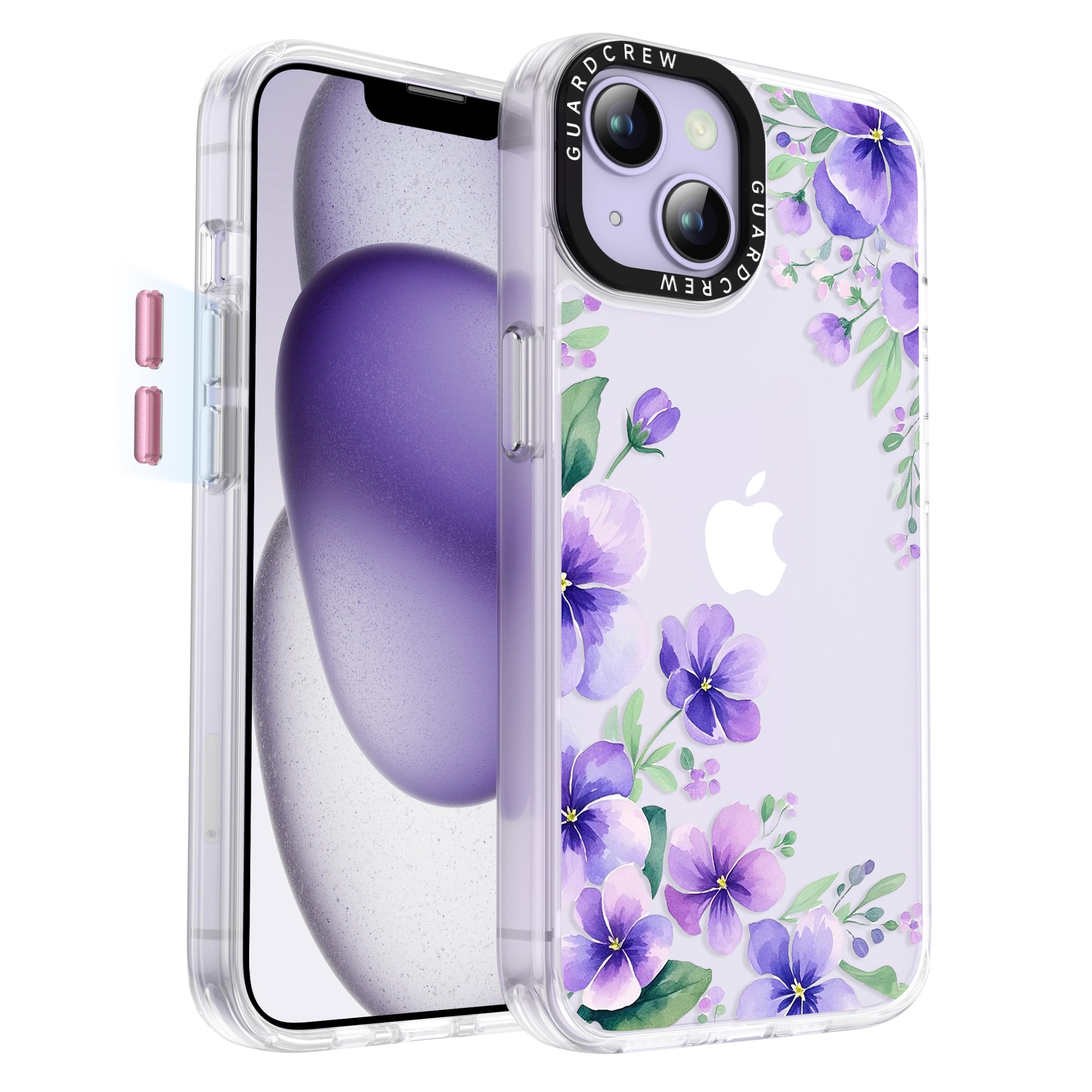 GuardCrew for iPhone 14 Case, [Crashproof 11FT Military-Grade Drop Protection] [Anti-Yellowing & Anti-Peel] Clear Shockproof TPU Bumper Slim Floral