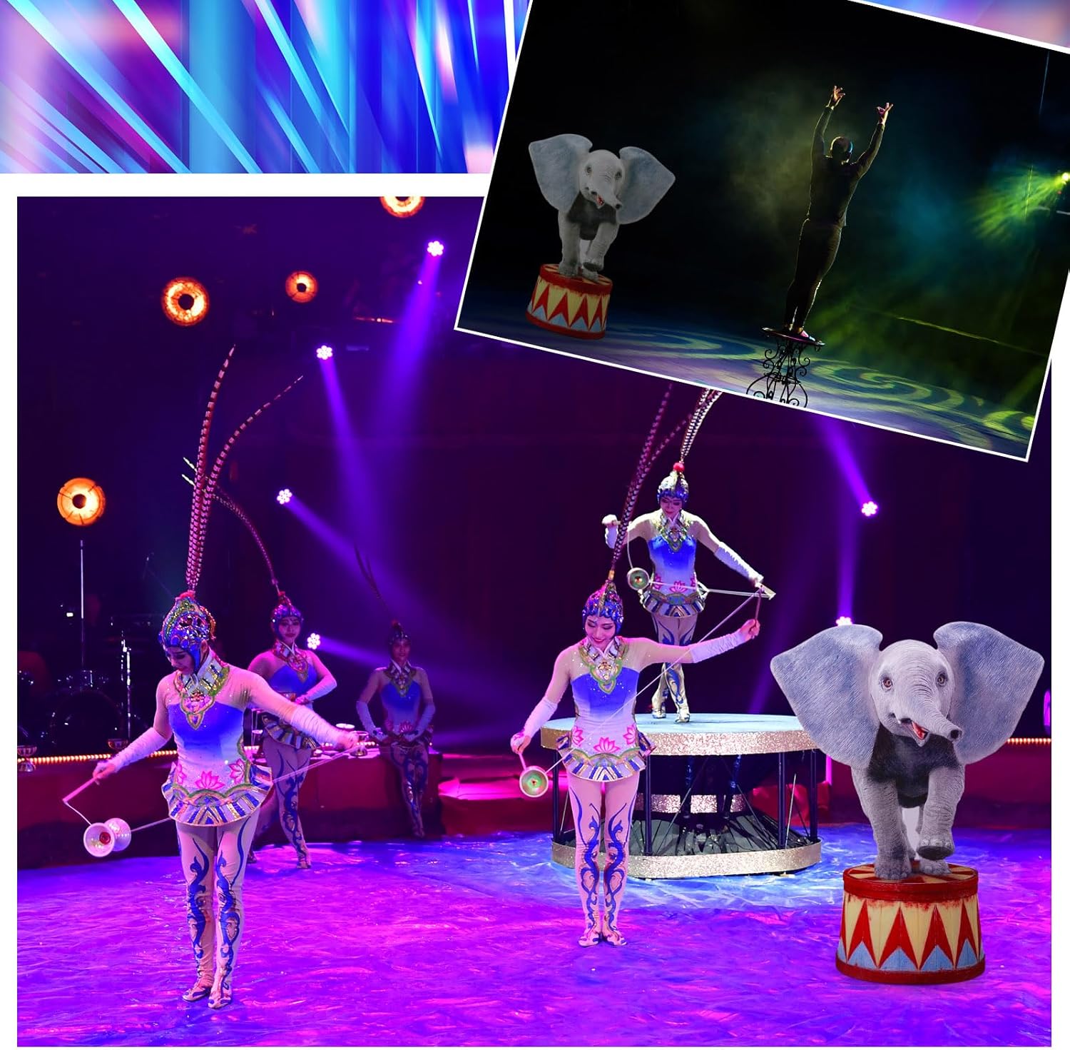 Roowest 4 Feet Elephant Cardboard Stand up Cutout Life Size Circus Carnival Theme Party Decoration Backdrop Photo Props Stand up Cardboard for VBS Carnival Clown Birthday Party Supply