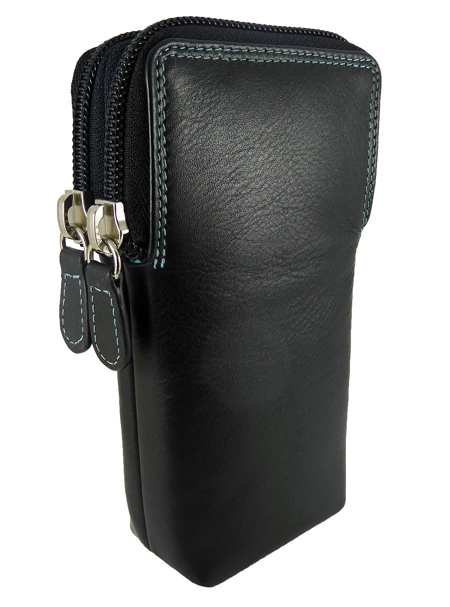 Hide and Sleek Multi-Coloured Soft Leather Double Spectacle Glasses Case (Black)