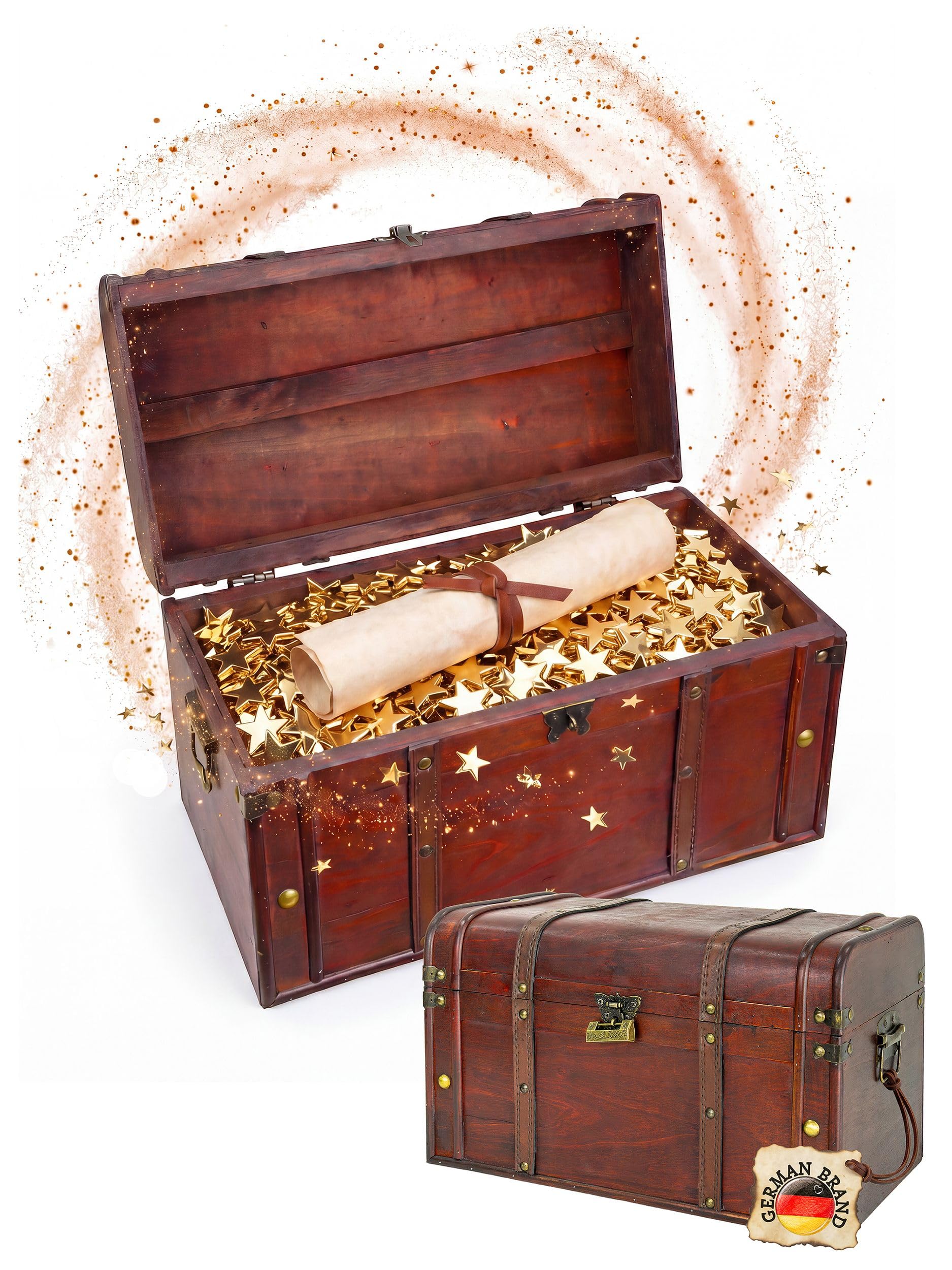 Kingpower Coffret coffre en bois avec serrure Coffre de cadeaux | 40 x 22 x 24 cm, Boîte, caisse en bois