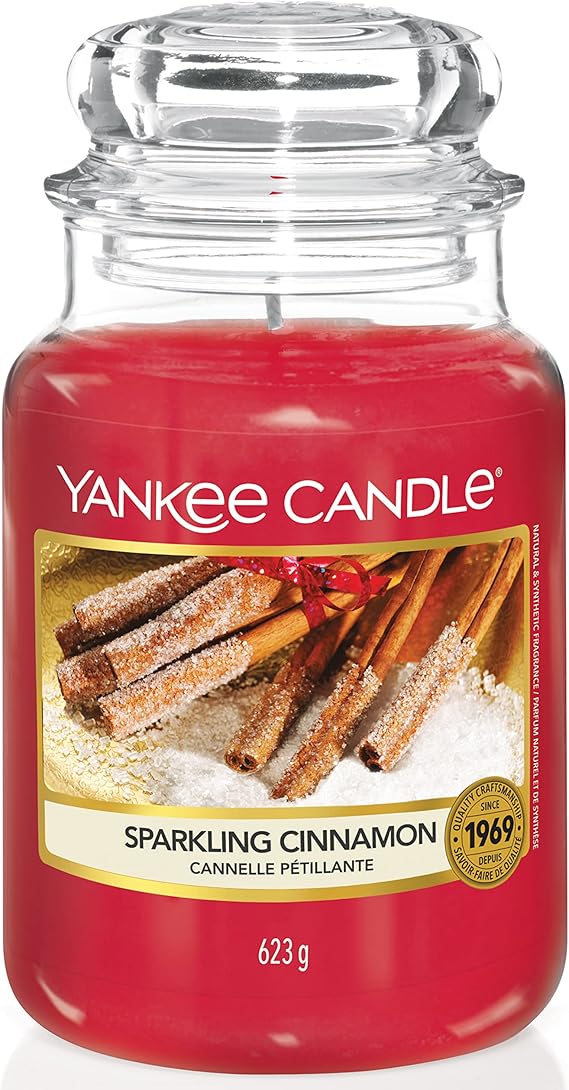 Yankee Candle Scented Candle Sparkling Cinnamon Large Jar Candle Burn Time Up to 150
