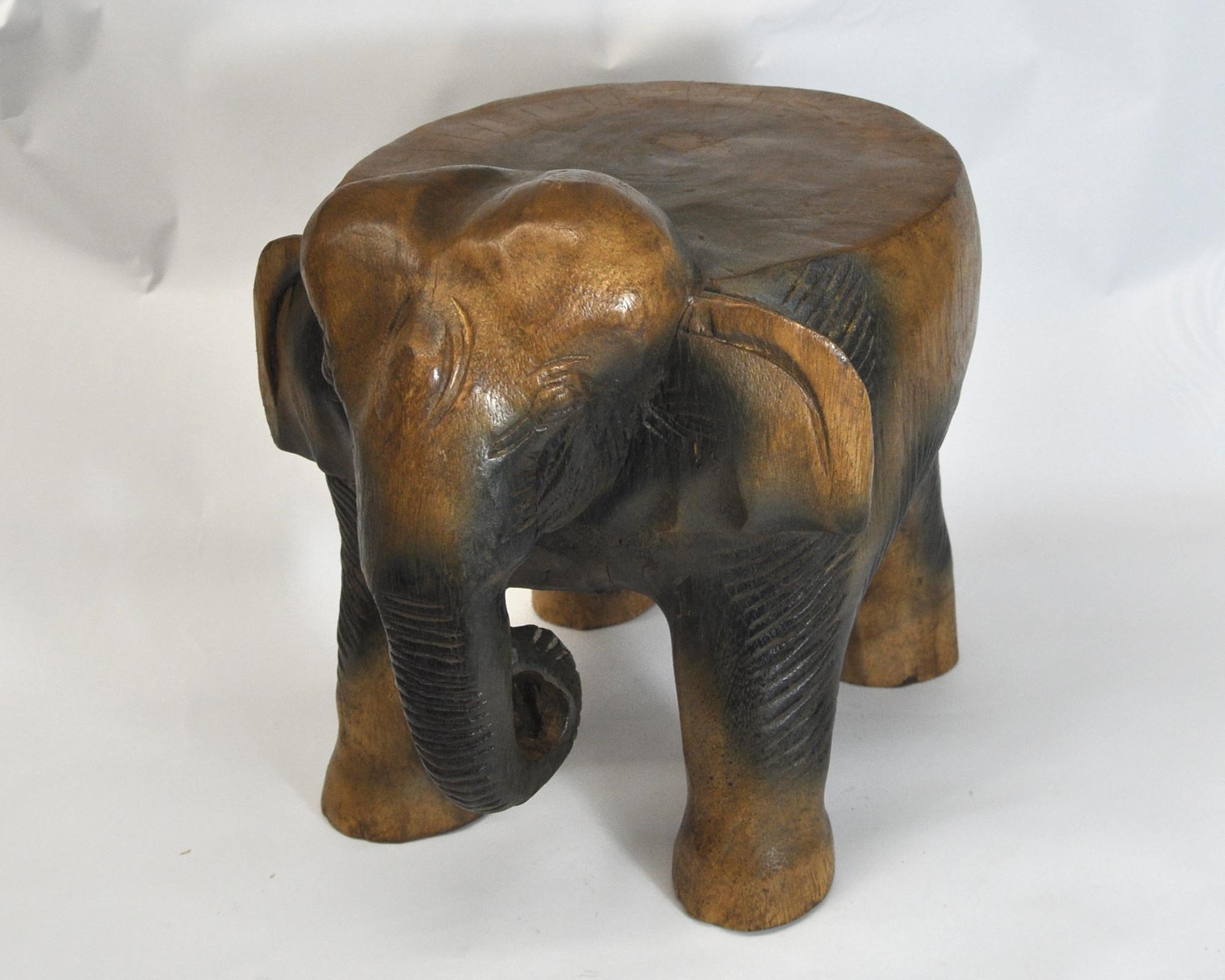 Petite Table Eléphant en Bois, guéridon, décoration intérieure, importée de Thaïlande (10995)