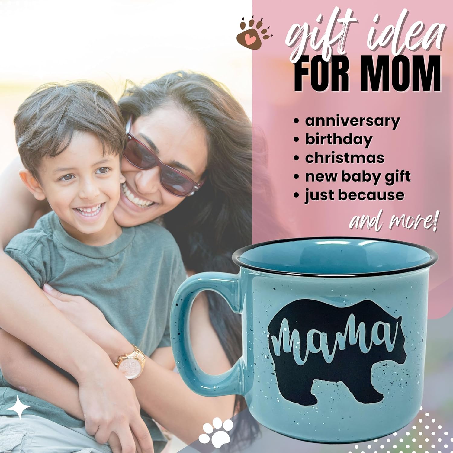 Mama Bear Ceramic Coffee Mug for Mom, Wife, Women – Unique Teal Ceramic Mug – Fun Gifts for Her on Mother’s Day, Birthday, or Christmas – Cute Coffee Cup for Moms, Wives, and Coffee-Loving Women - Image 7
