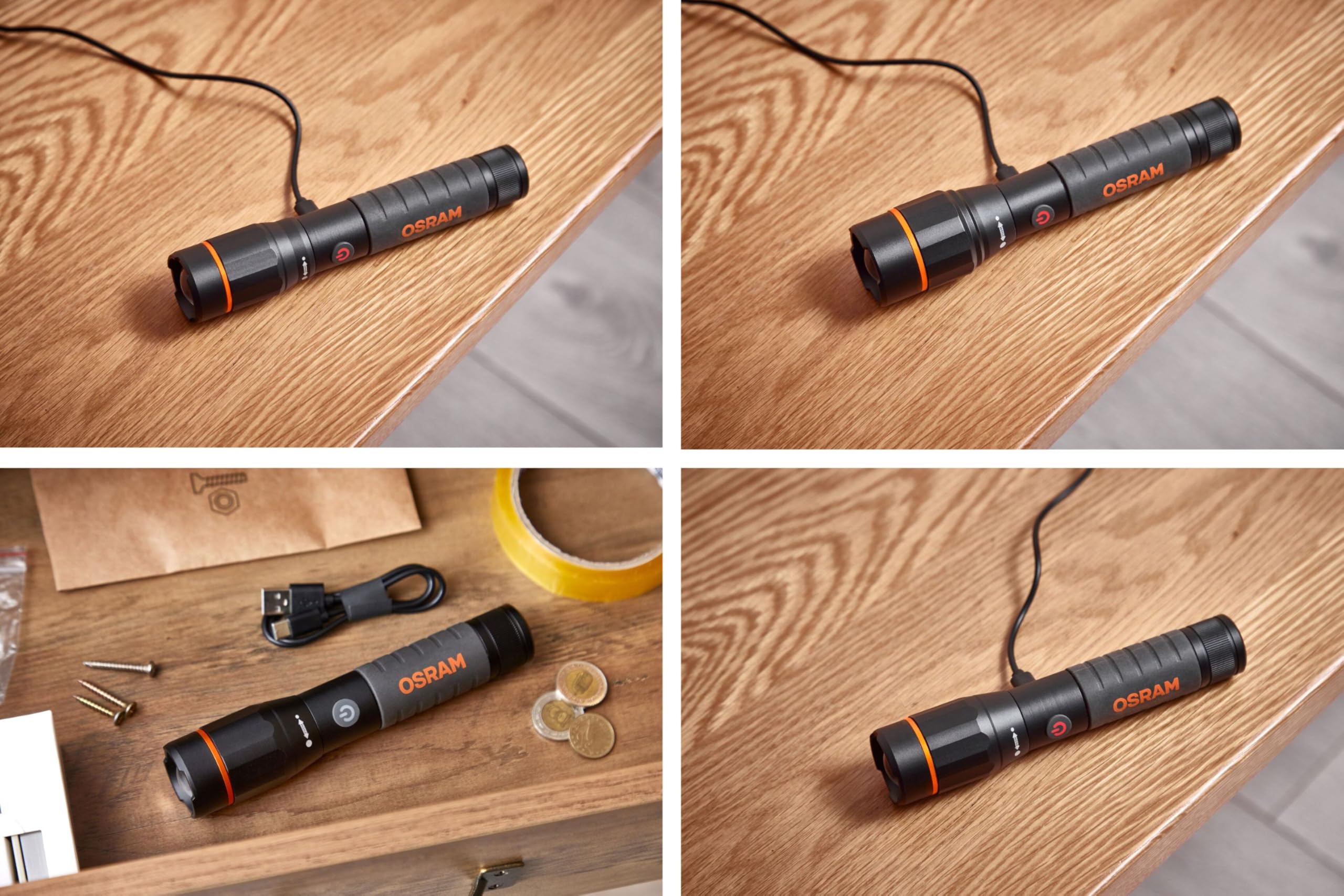OSRAM LEDinspect PRO TORCH 500, akumulatorowa latarka inspekcyjna LED, funkcja zoom, jasność 500lm, 6000K, 4 tryby światła