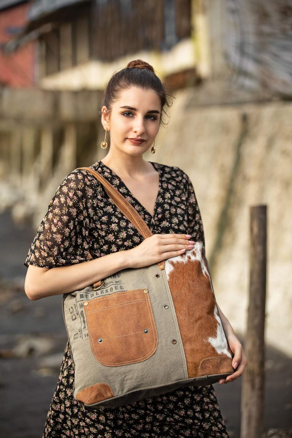 Myra Bag Vintage Purses for Women - Canvas Womens Western Purse with Genuine Leather Detailing and American Vintage Design