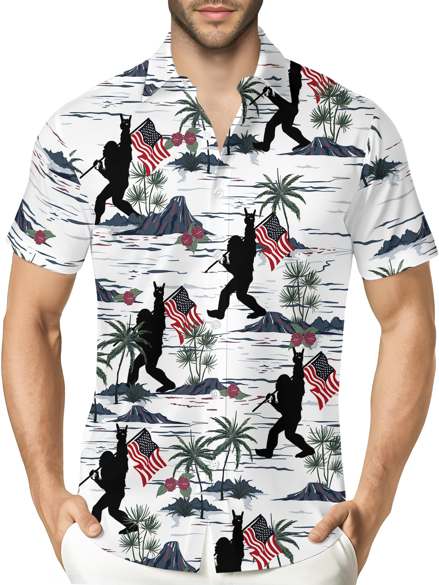 HIVICHI Funny Hawaiian Shirt for Men Print Novelty Crazy Graphic Button Down Summer Beach Vacation Party Aloha Shirts