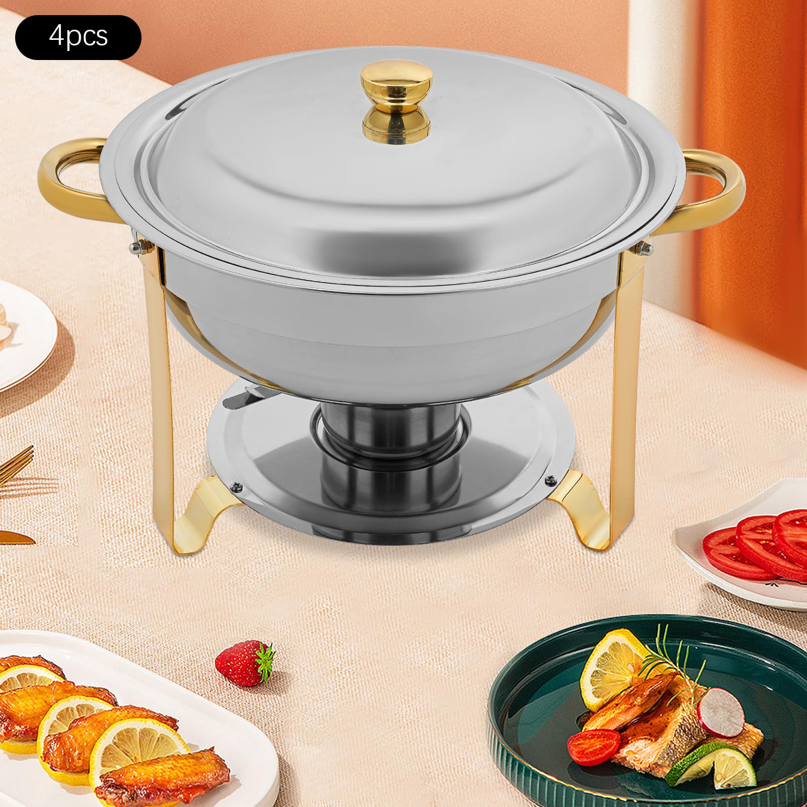 Recipiente para alimentos (4 piezas, acero inoxidable, 4,5 L)