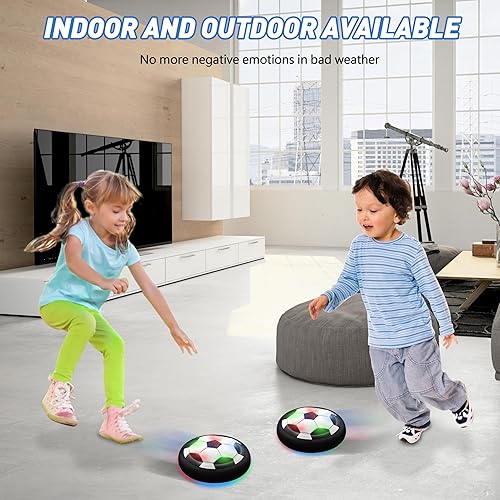 Vista 6 de Pelota de fútbol Hover LED para niños, pelota de entrenamiento con energía de aire para niños, juego de fútbol para interior y exterior, regalos