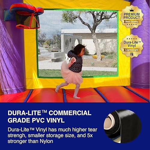 Miniatura 3 de HeroKiddo Jelly Bean Castle - Casa inflable con doble tobogán de agua y piscina de 13 x 26 pulgadas con soplador 100 vinilo de PVC grado comercial