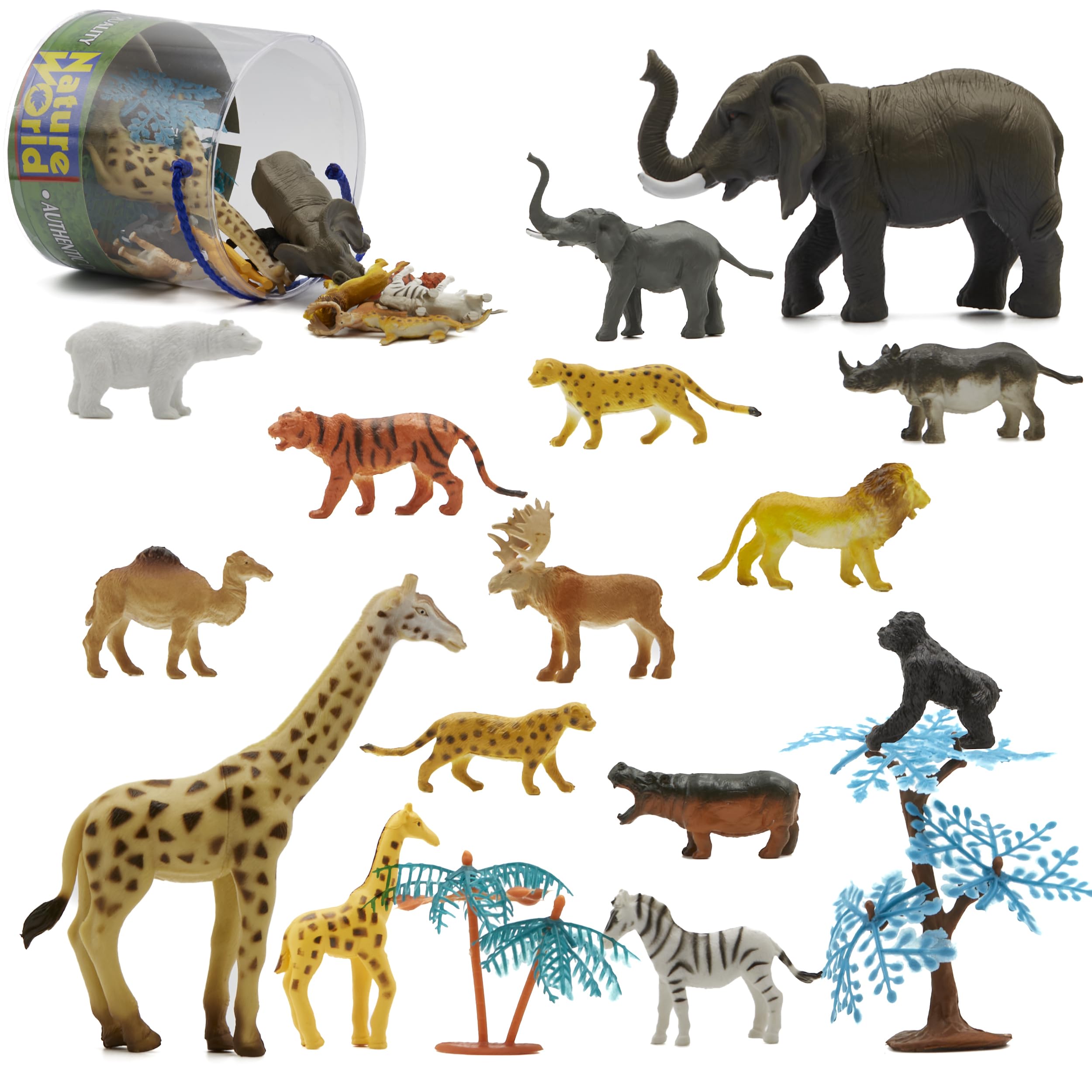 Kidow Toys 22pcs Wild Animal Set, Mini Figurines Animal Jungle For Kids, Realistic Forest Animals Toys For Kids & Accessories, Educational Animal Figures Play For Toddlers…