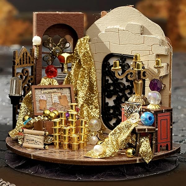 Amazon _ KRGNPLE ミニチュア ドールハウス ミニチュアハウス おもちゃハウス ミニチュア DIY 手作りパッチワークキット デスクトップ置物 3D立体 プレゼント (幻の宝物) _ プラモデル 通販
