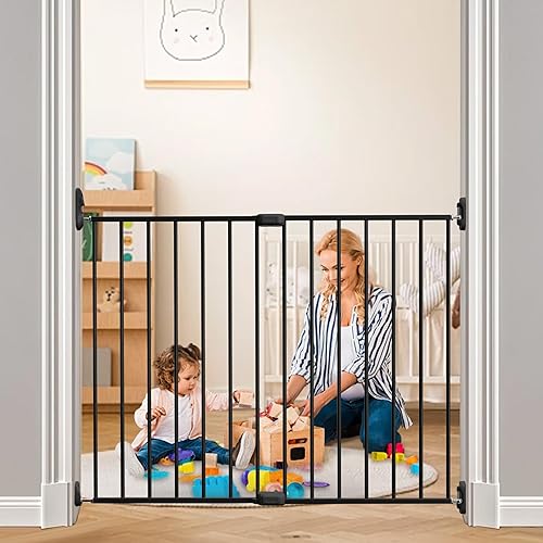 Puerta abatible ajustable de seguridad para bebés, puerta de metal montada en hardware para escaleras y puertas, pestillo seguro para niños y