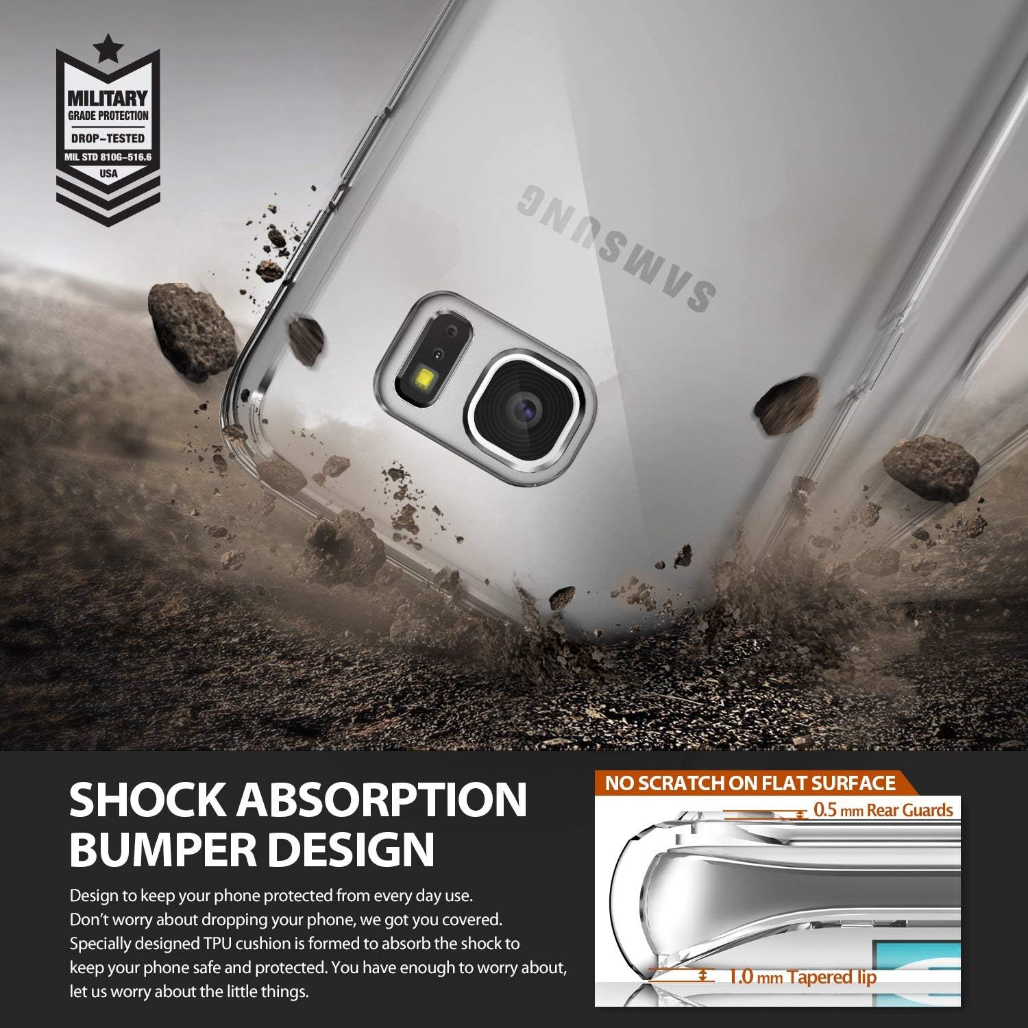 Ringke Fusion Compatible with Galaxy S7 Edge Case Brilliant Clear Minimal Hybrid Fortified PC Back TPU Bumper Impact Resistant, Shock Absorption for Galaxy S7 Edge - Rose Gold
