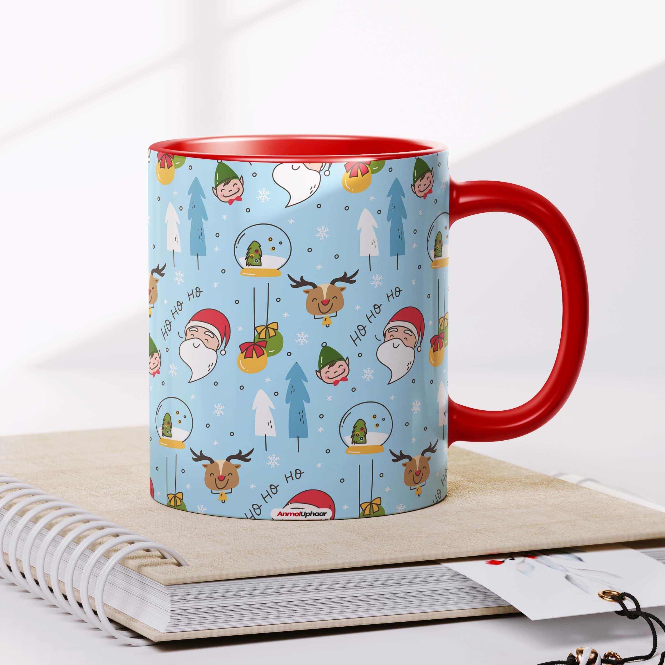 Anmol Uphaar - Christmas Coffee Mug (Christmas Theme Printed Ceramic, 325ml Capacity, Microwave Safe Coffee Mug for Gifts for Kids) (F-5)