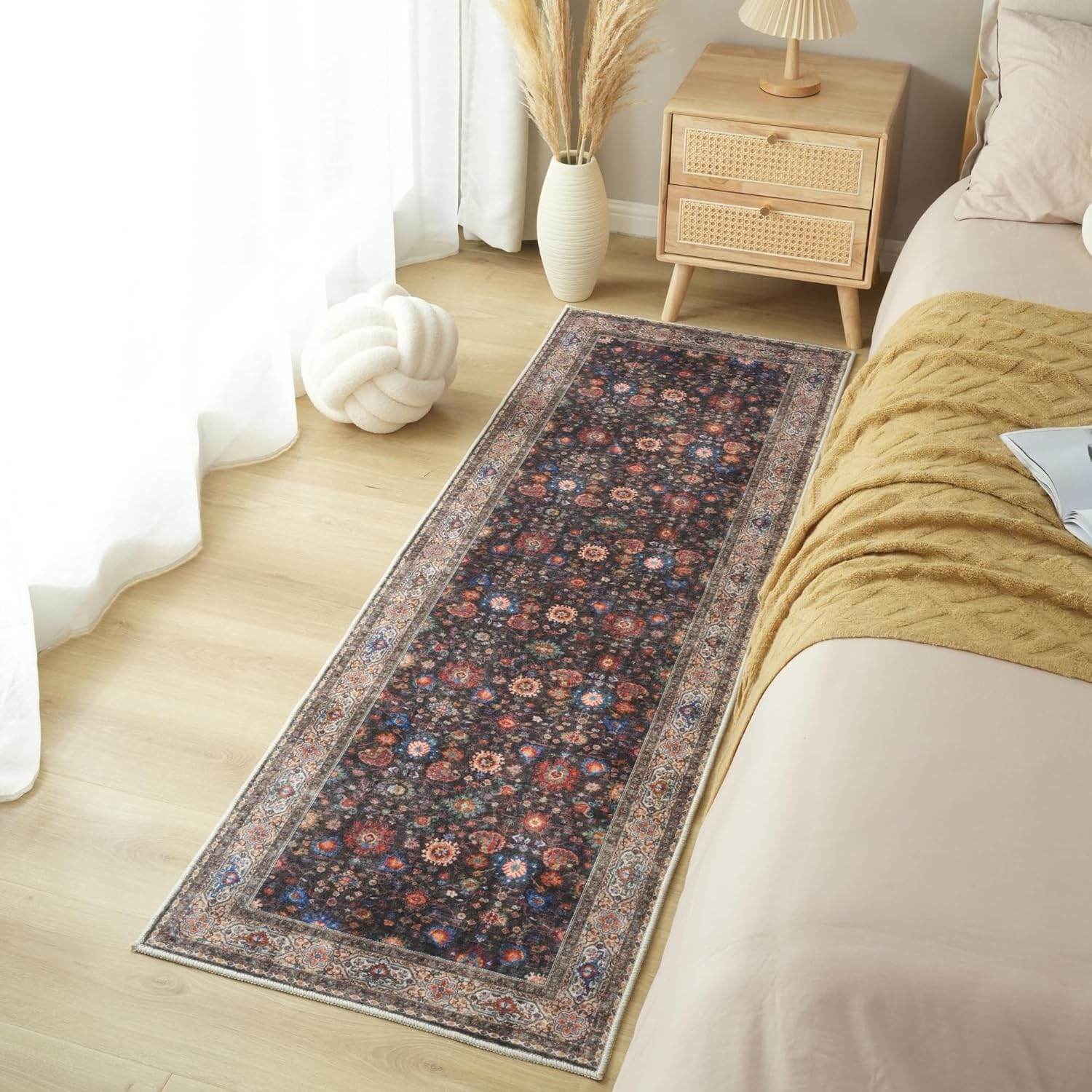 Rugcomf Runner Rug for Hallways Kitchen Rug Non Slip 2'x 6' Washable Rugs with Rubber Backing Soft Carpet for Hallways, Kitchen, Laundry, Bedroom, Bathroom (Dark Espresso)