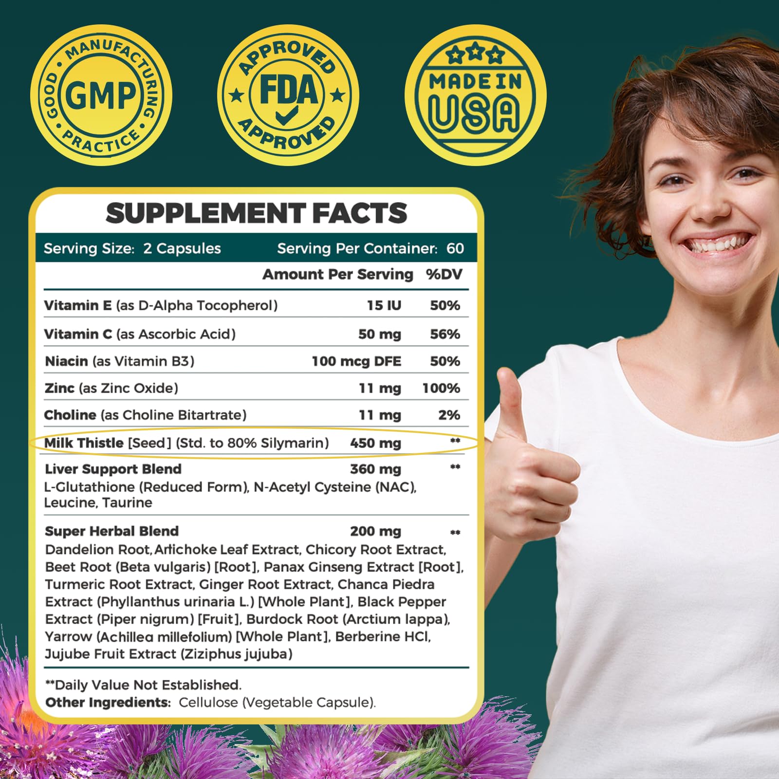 ZEBORA Milk Thistle Extract 30:1, 120 Count (60 Servings) — Amazon image 2