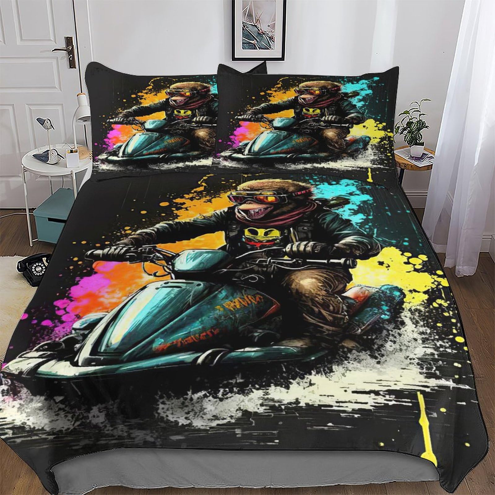 Housse de couette motor bateau 3 pièces 200x200 lit double ado