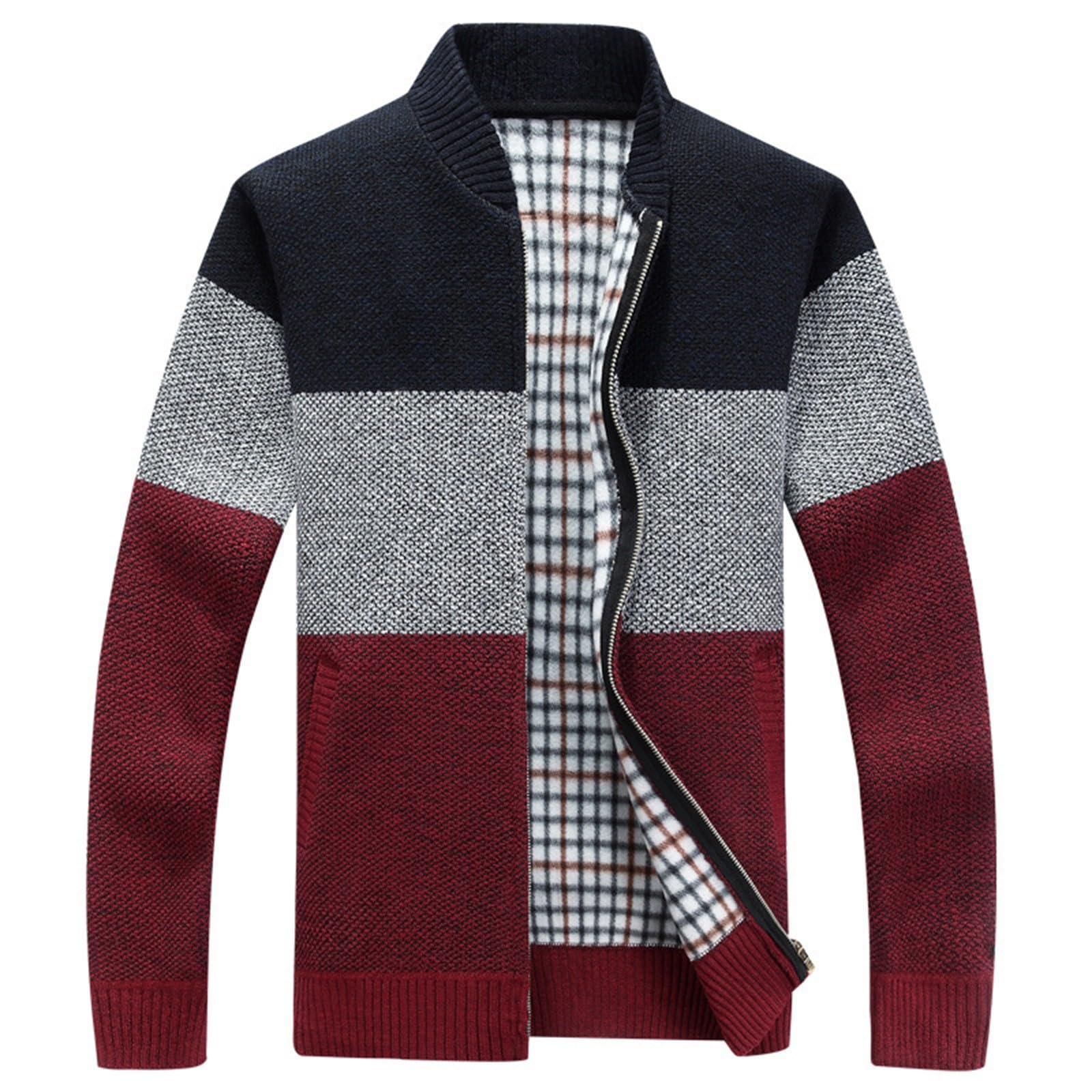 Generisch Trachtenjacke Herren, Strickjacken Langarm Freizeitjacke Sportlich Trachtenjanker Warm Cardigan für Outdoor