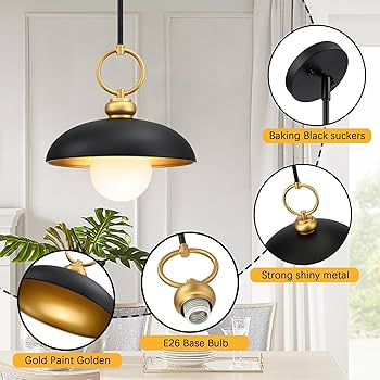 ドバイ　アンティークランプ3点セット Triacas Vintage Pendant Light Fixture 3 Pack, Black Dome