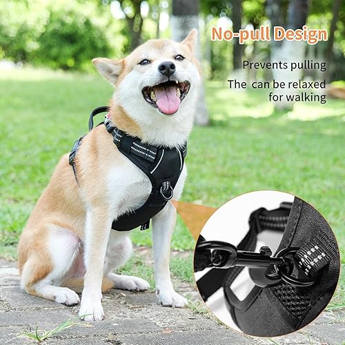 Miniatura 4 de Arnés ajustable para perros medianos, sin tirones, reflectante, fácil de poner, hecho de tela de nailon 900D (azul M)